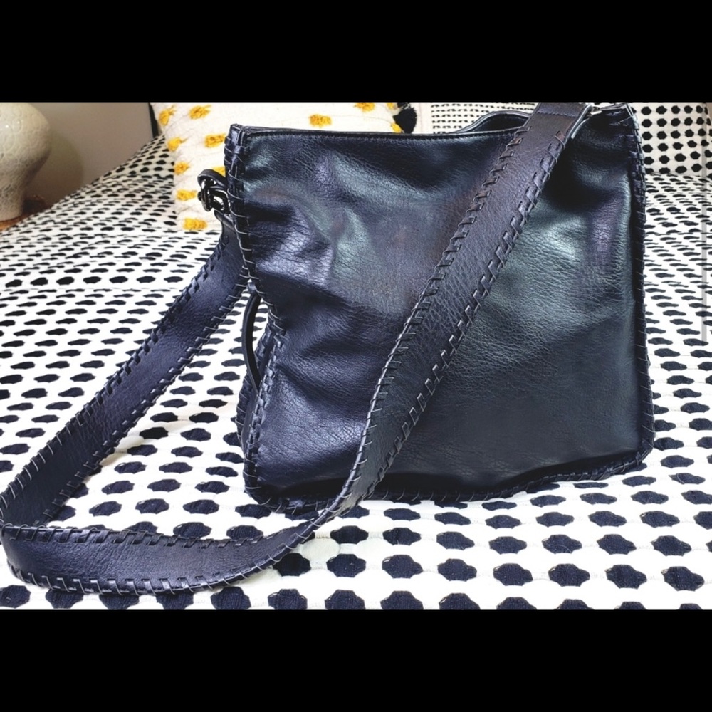 Antik Kraft black Vegan Leather Western Crossbody Bag